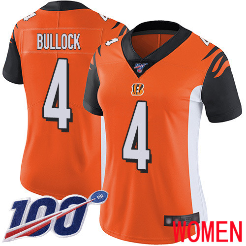 Cincinnati Bengals Limited Orange Women Randy Bullock Alternate Jersey NFL Footballl #4 100th Season Vapor Untouchable